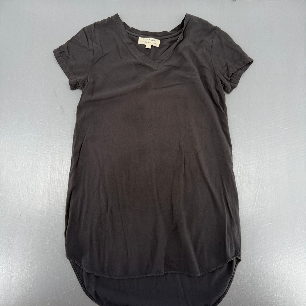 Cloth & Stone Womens Charcoal Gray V-Neck High Low T-Shirt Mini Dress Size M